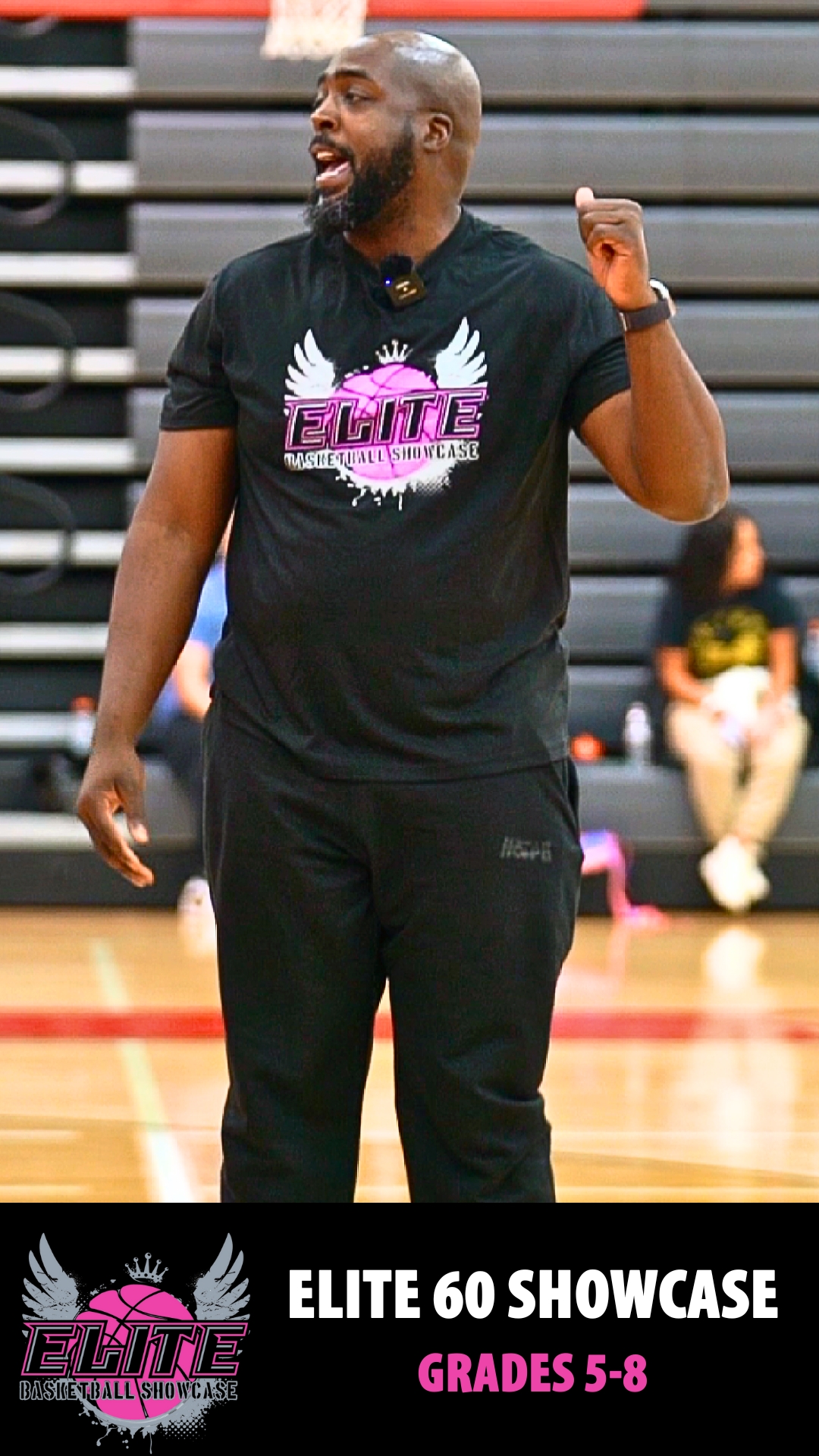 Coach Slim Leads Campers Through Dynamic Warmup Stretch at the Elite 60 Showcase