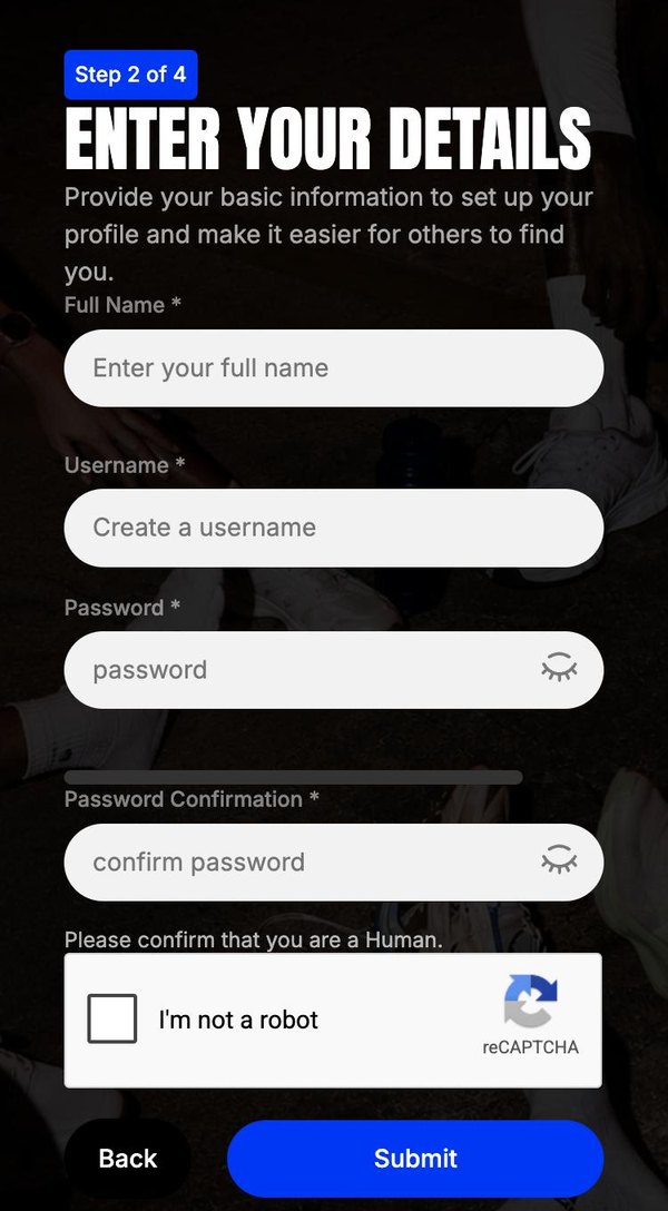 Enter your details: full name, username, class year and password