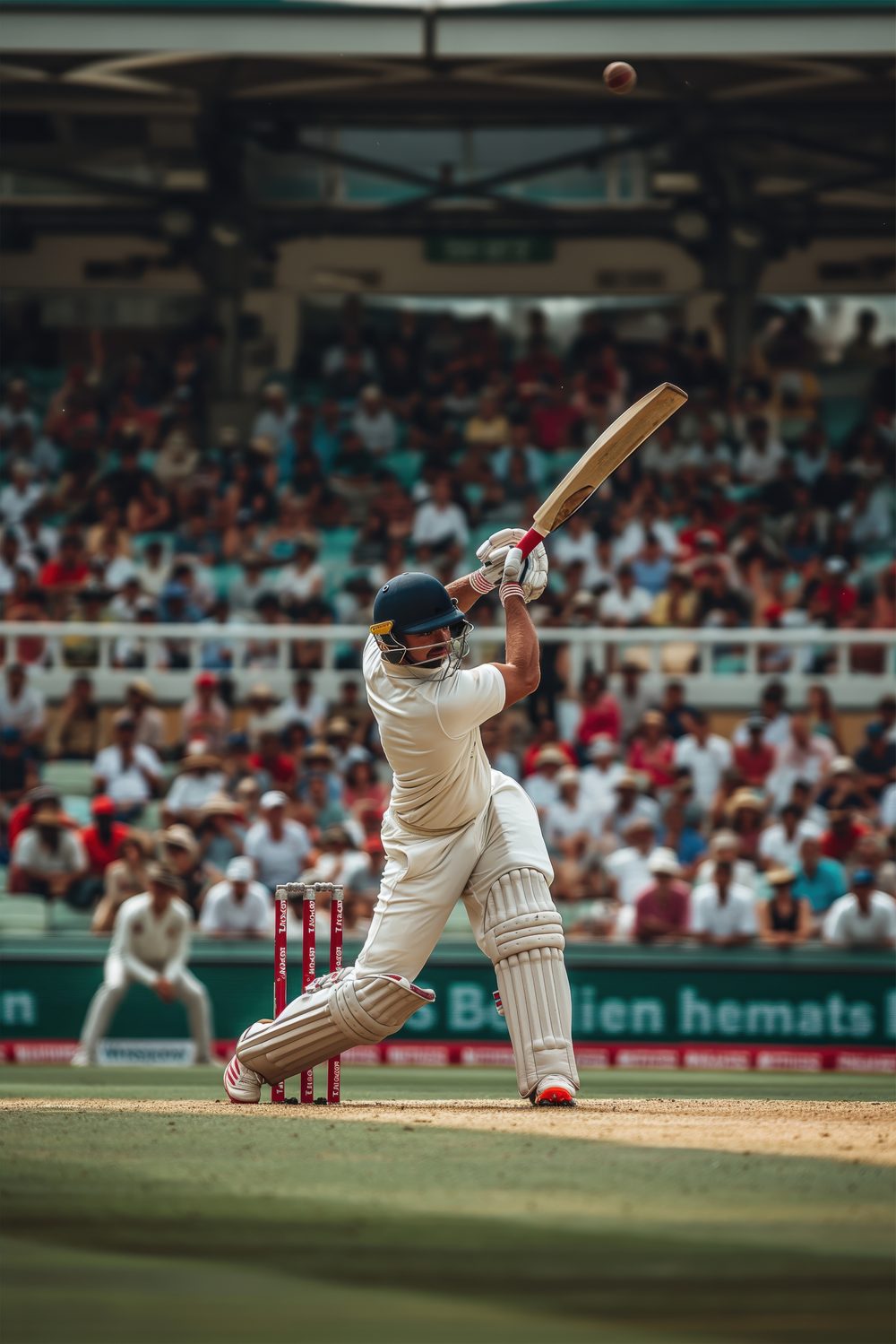 Batter swinging in front of a packed crowd