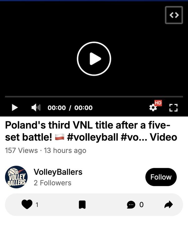 Video page with like, save, comment and share buttons